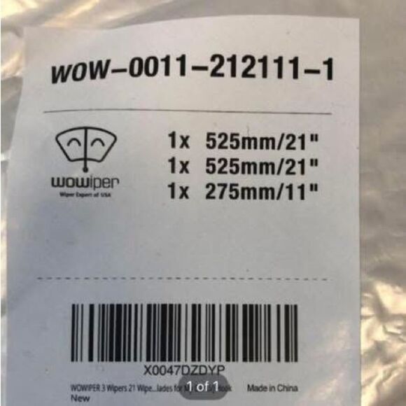 Wowiper Silicone Windshield Wiper Blades Sz 21” and 11” - Picture 2 of 5